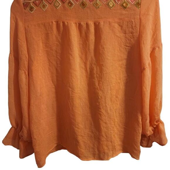 Hope Springs NWOT Bright Pink Embroidered Boho Button Down Lightweight Top Size - Picture 9 of 10